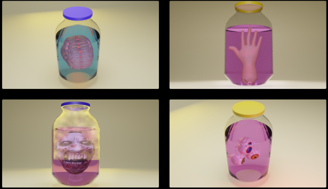Body parts in a jar Pak 4 models Low-poly Model 3D .c4d .max .obj .3ds .fbx .stl .blend 