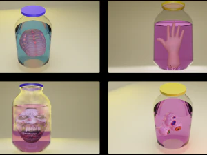 Części ciała w słoiku Pakiet 4 modele Low-poly Model 3D