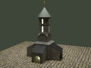 Ancient Stone chapel Low-poly 3D Model