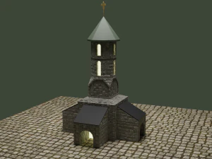 Antik Taş Şapel D&uuml;ş&uuml;k Poli 3D Model