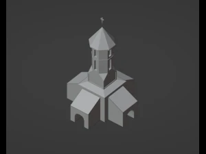Ancient Stone chapel Low-poly 3D Model