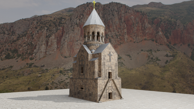 Ancient monastery Ancient church Low-poly 3D Model .c4d .max .obj .3ds .fbx .stl .blend 