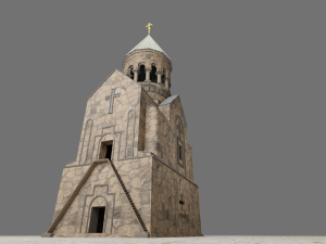 Ancient monastery Ancient church Low-poly 3D Model