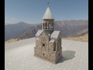 Ancient monastery Ancient church Low-poly 3D Model