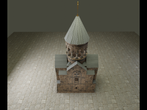 Ancient monastery Ancient church Low-poly 3D Model