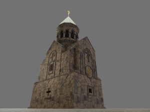Ancient monastery Ancient church Low-poly 3D Model