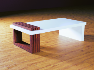 Dark wood and white loft table Low-poly 3D Model