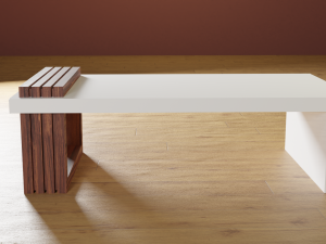 Dark wood and white loft table Low-poly Model 3D