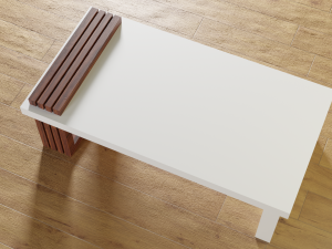 Dark wood and white loft table Low-poly Model 3D