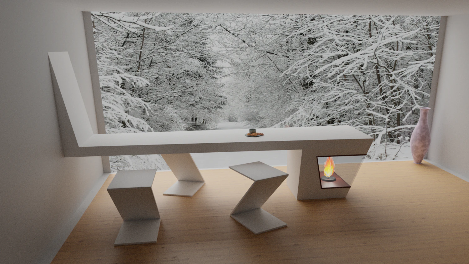 Window with winter view HD Free Free 3D Model .c4d .max .obj .3ds .fbx .stl .blend