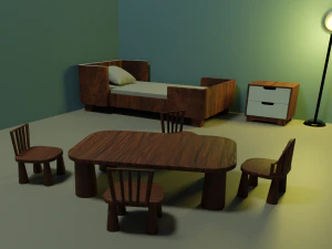 Childrens furniture PACK childrens room AND 1 item free Low-poly 3D Model