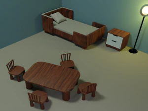 Childrens furniture PACK childrens room AND 1 item free Low-poly 3D Model