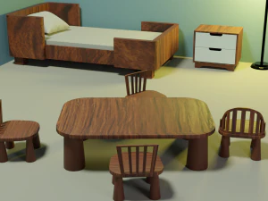Childrens furniture PACK childrens room AND 1 item free Low-poly 3D Model