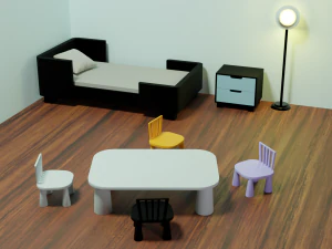 Childrens furniture PACK childrens room AND 1 item free Low-poly 3D Model