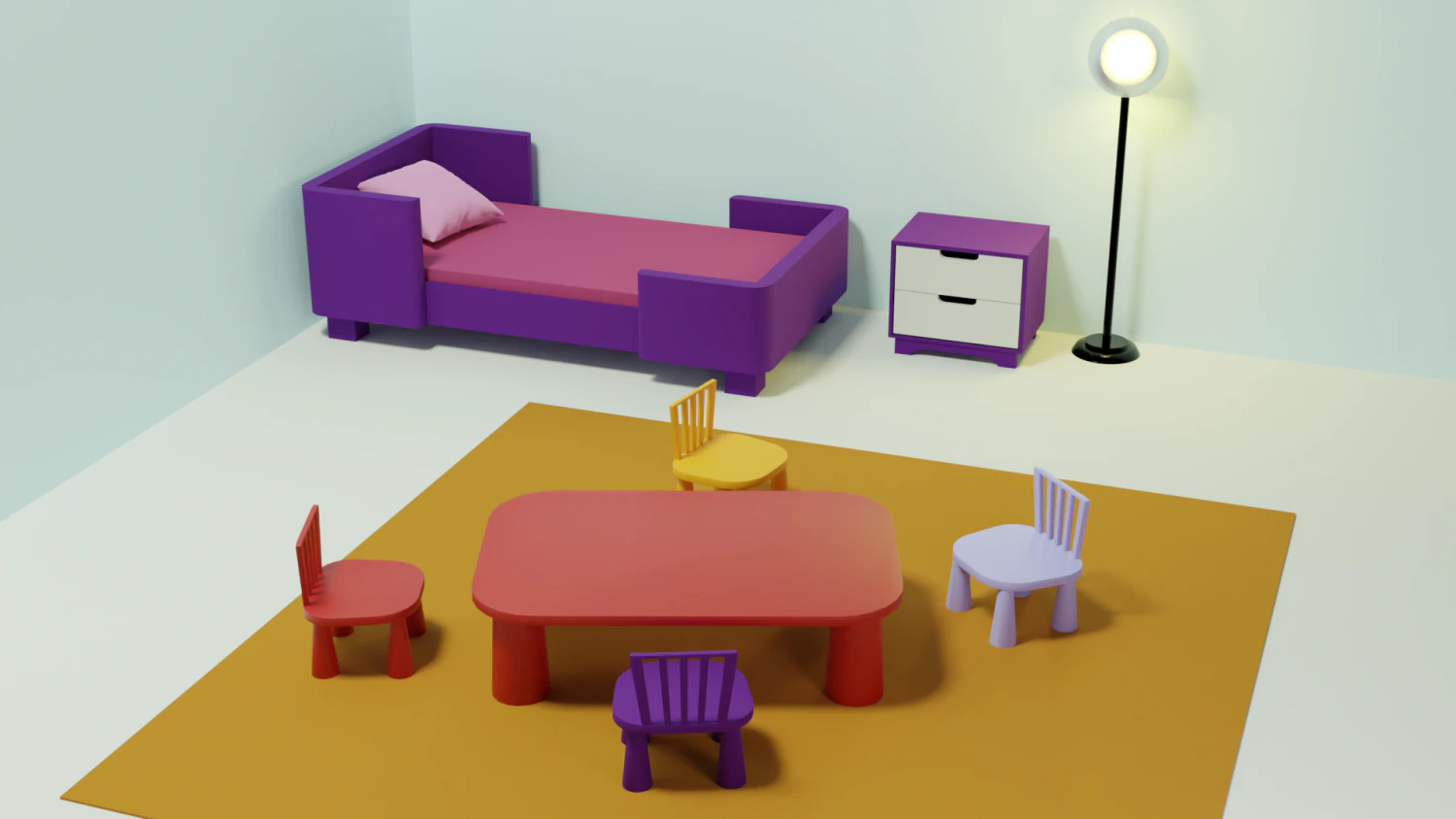 Childrens furniture PACK childrens room AND 1 item free Low-poly 3D Model .c4d .max .obj .3ds .fbx .stl .blend
