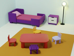 PAKIET mebli dziecięcych pokój dziecięcy ORAZ 1 sztuka gratis Low-poly Model 3D