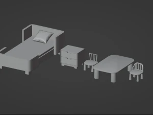 Childrens furniture PACK childrens room AND 1 item free Low-poly 3D Model