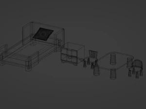 Childrens furniture PACK childrens room AND 1 item free Low-poly 3D Model