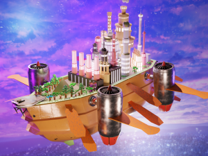 Fantasy style airship Low-poly 3D Модель