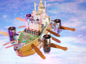 Fantasy style airship Low-poly 3D मॉडल
