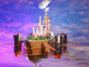 Fantasy style airship Low-poly 3D मॉडल