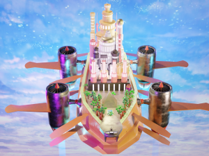 Fantasy style airship Low-poly 3D मॉडल