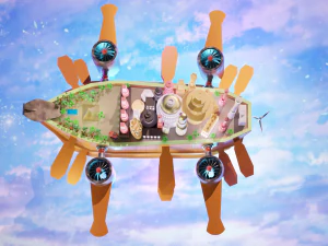 Fantasy style airship Low-poly 3D Model