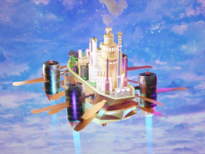 Fantasy style airship Low-poly 3D Model