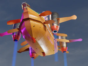 Fantasy style airship Low-poly 3D Model