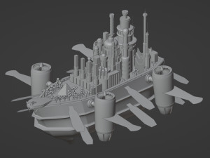 Fantasy style airship Low-poly 3D मॉडल