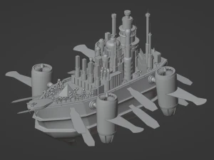 Fantasy style airship Low-poly 3D Model