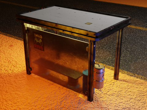 Cyberpunk bus stop concept project save water Low-poly 3D मॉडल