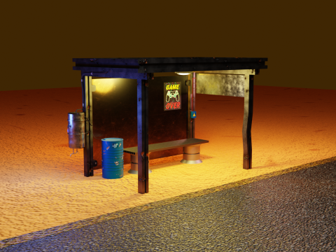 Cyberpunk bus stop concept project save water Low-poly 3D मॉडल