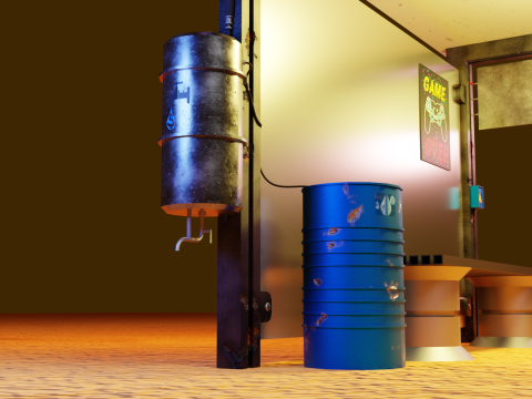 Cyberpunk bus stop concept project save water Low-poly 3D मॉडल