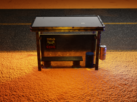Cyberpunk bus stop concept project save water Low-poly 3D मॉडल