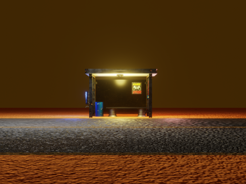 Cyberpunk bus stop concept project save water Low-poly 3D मॉडल