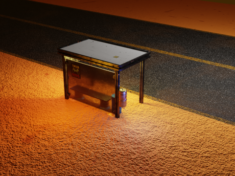 Cyberpunk bus stop concept project save water Low-poly 3D मॉडल