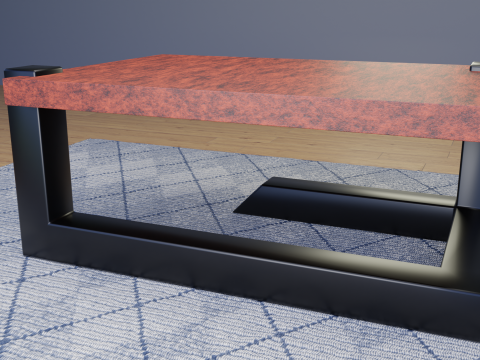 Metal wooden table in loft style Low-poly Model 3D