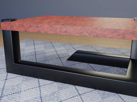 Mesa de madera met&aacute;lica estilo loft Low-poly Modelo 3D