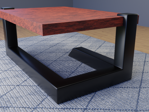 Metal wooden table in loft style Low-poly 3D मॉडल