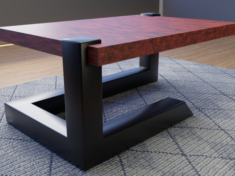 Metal wooden table in loft style Low-poly 3D मॉडल