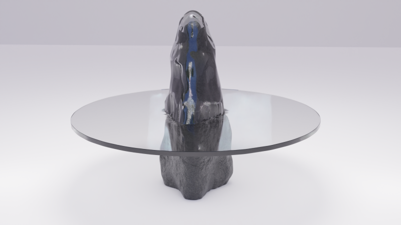 Designer table made of glass on natural stone HD 3D 모델 .c4d .max .obj .3ds .fbx .stl .blend