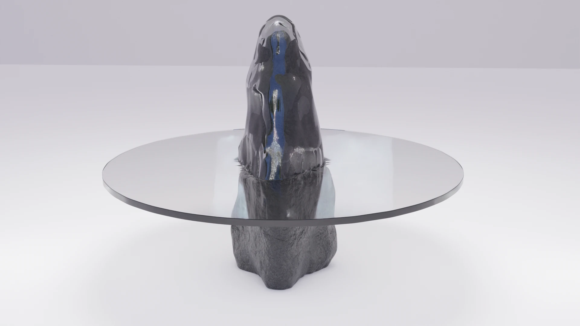 Designer table made of glass on natural stone HD 3D Model .c4d .max .obj .3ds .fbx .stl .blend 
