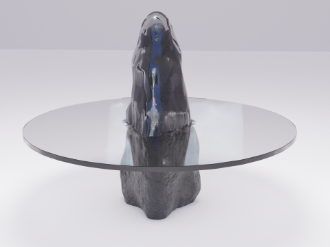 Designer table made of glass on natural stone HD 3D Model