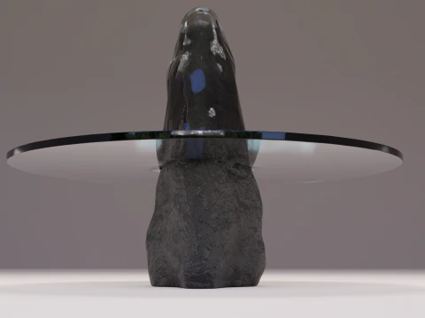 Designer table made of glass on natural stone HD 3D Model