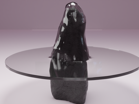 Designer table made of glass on natural stone HD 3D 모델