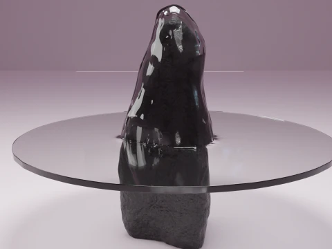 Designer table made of glass on natural stone HD 3D Model