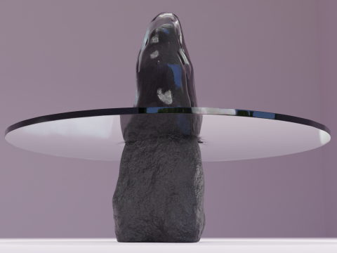 Designer table made of glass on natural stone HD 3D 모델