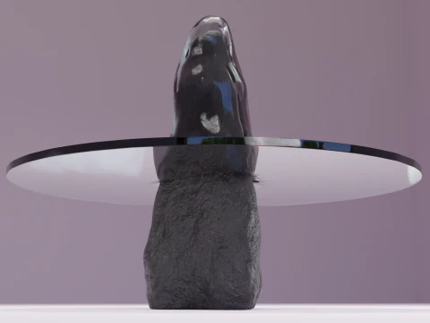 Designer table made of glass on natural stone HD 3D Model