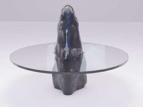 Designer table made of glass on natural stone HD 3D 모델
